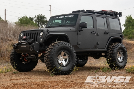 2016 Jeep Wrangler with 17" Black Rhino Crawler (BL) in Silver Machined (Black Lip Ring) wheels