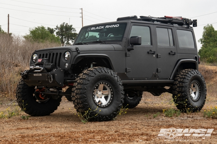 2016 Jeep Wrangler with 17" Black Rhino Crawler (BL) in Silver Machined (Black Lip Ring) wheels