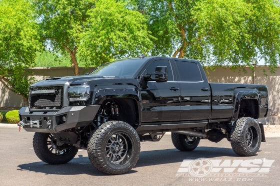 2018 Chevrolet Silverado 3500HD with 22" RBP - Rolling Big Power 69R Swat in Gloss Black (Chrome Inserts) wheels