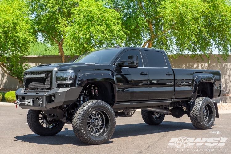 2018 Chevrolet Silverado 3500HD with 22" RBP - Rolling Big Power 69R Swat in Gloss Black (Chrome Inserts) wheels