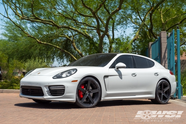 2014 Porsche Panamera with 22" Giovanna Dublin-5 in Semi Gloss Black wheels