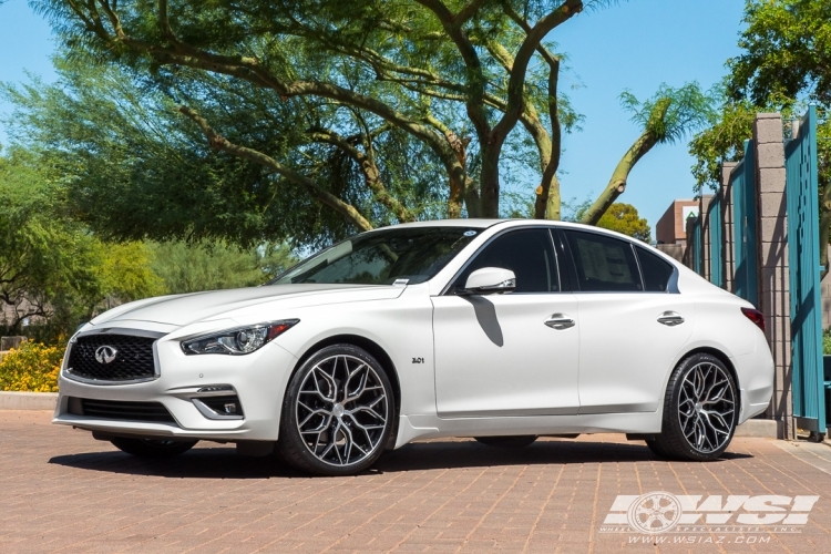 2018 Infiniti Q50 with 20" Vossen HF-2 in Brushed Gloss Black wheels