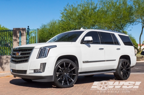 2017 Cadillac Escalade with 24" Lexani CSS-15 CVR in Gloss Black (Machined Tips) wheels