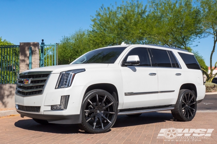 2017 Cadillac Escalade with 24" Lexani CSS-15 CVR in Gloss Black (Machined Tips) wheels