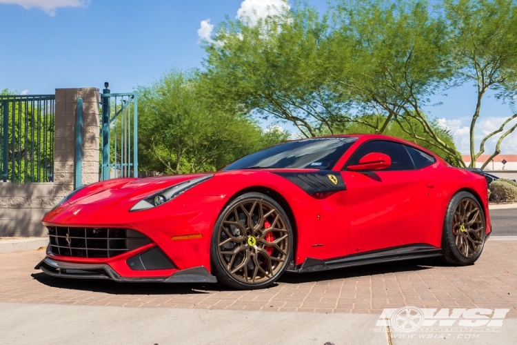 2015 Ferrari F12 with 21" Vossen HF-2 in Textured Bronze (Custom Finish) wheels