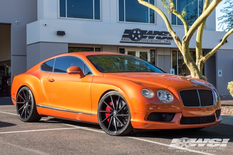 2013 Bentley Continental with 22" Vossen CVT in Gloss Black Machined (Smoke Tint) wheels