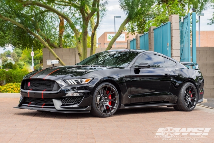 2018 Ford Mustang with 20" Dymag Boxstrom 7Y in Satin Black (Carbon Fiber Barrel) wheels