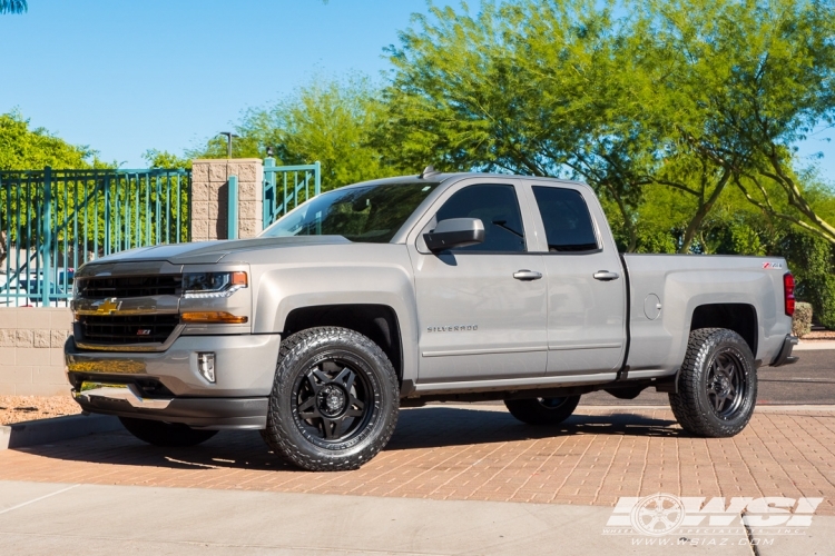 2017 Chevrolet Silverado 1500 with 20" RBP - Rolling Big Power Caliber-5 in Satin Black wheels