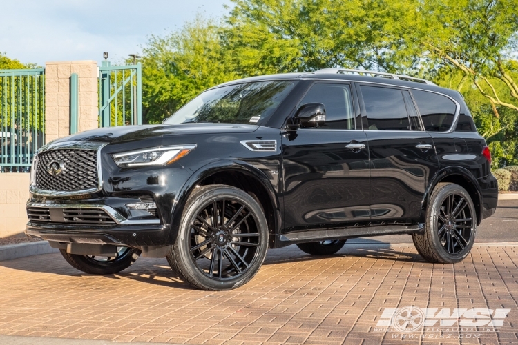 2019 Infiniti QX80 with 24" Koko Kuture Massa-7 in Gloss Black wheels