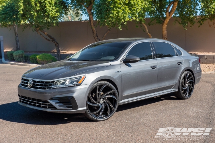 2017 Volkswagen Passat with 22" Lexani Twister in Gloss Black (CNC Accents) wheels