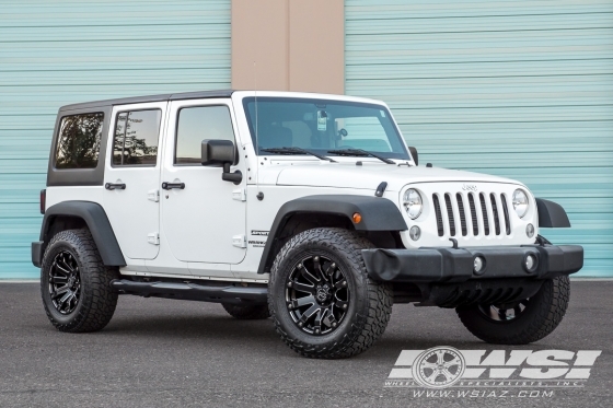 2015 Jeep Wrangler with 18" Black Rhino Selkirk in Gloss Black (Milled Accents) wheels