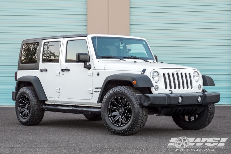 2015 Jeep Wrangler with 18" Black Rhino Selkirk in Gloss Black (Milled Accents) wheels