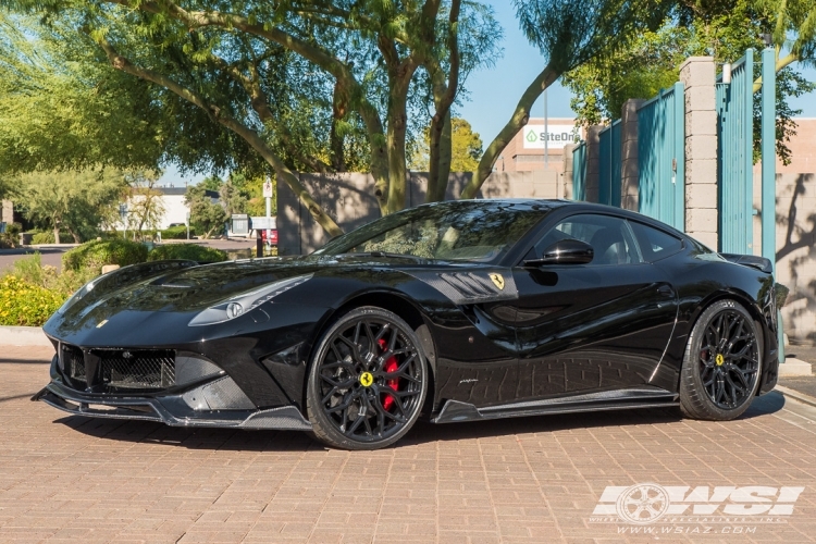 2015 Ferrari F12 with 21" Vossen HF-2 in Gloss Black (Custom Finish) wheels