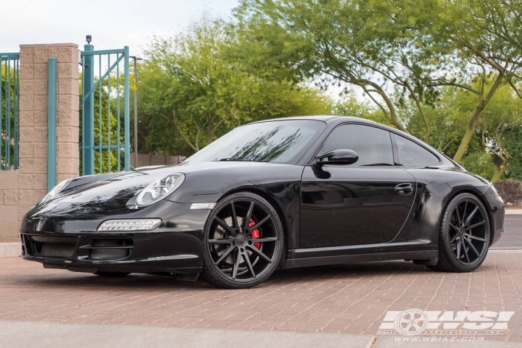 2008 Porsche 911 with 20" Vossen VFS-1 in Gloss Black (Custom Finish) wheels