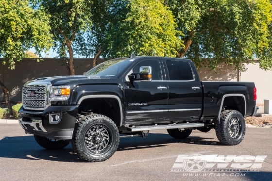 2019 GMC Sierra with 20" Hostile Off Road H116 Jigsaw in Gloss Black Milled (Blade Cut) wheels