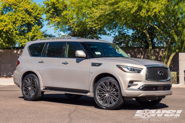 2019 Infiniti QX80 with 24" Black Rhino Zulu in Black Machined (Dark Tint) wheels