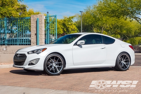 2015 Hyundai Genesis Coupe with 20" Ferrada FR2 in Gloss Black Machined (Chrome Lip) wheels