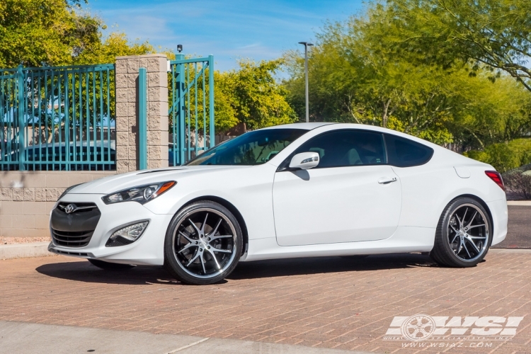 2015 Hyundai Genesis Coupe with 20" Ferrada FR2 in Gloss Black Machined (Chrome Lip) wheels