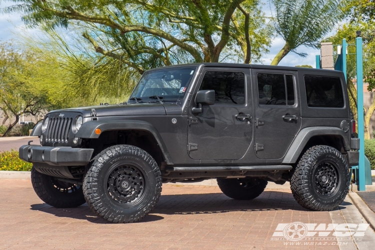 2016 Jeep Wrangler with 18" Black Rhino Arsenal in Matte Black wheels