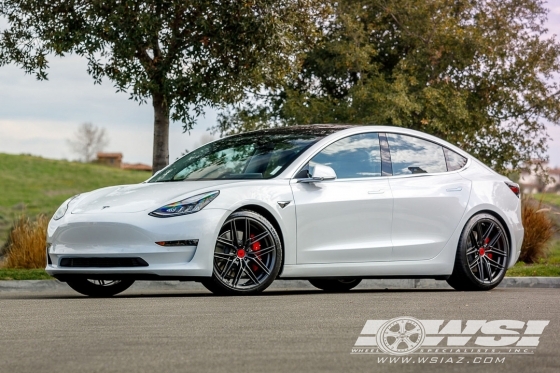 2019 Tesla Model 3 with 20" Vorsteiner V-FF 112 in Graphite (Carbon Graphite) wheels