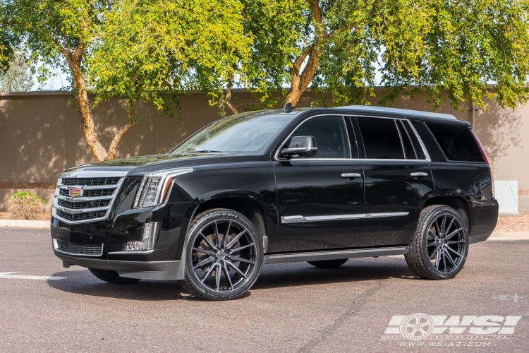 2015 Cadillac Escalade with 24" Vossen HF6-1 in Gloss Black Machined (Smoke Tint) wheels