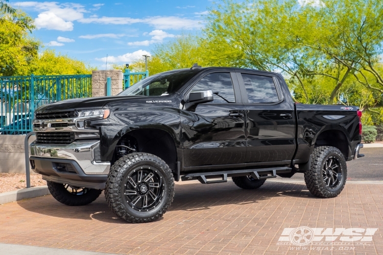 2019 Chevrolet Silverado 1500 with 20" Hostile Off Road H110 Stryker in Gloss Black Milled (Blade Cut) wheels