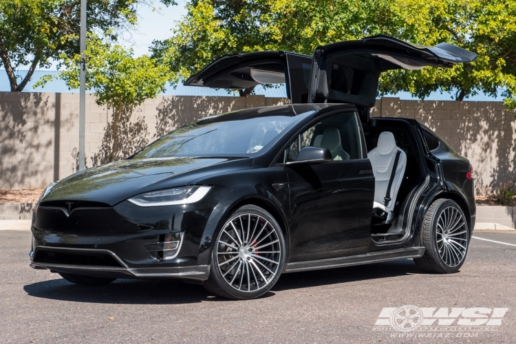 2016 Tesla Model X with 22" T Sportline MX118 in Black Machined (Forged) wheels