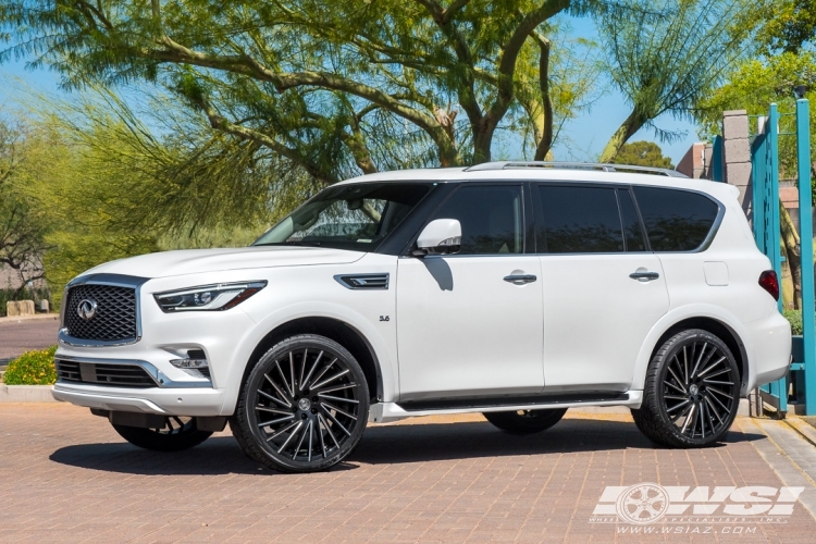 2018 Infiniti QX80 with 24" Lexani Wraith in Gloss Black (CNC Accents) wheels