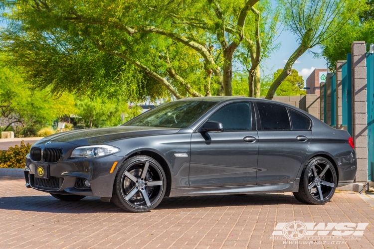 2012 BMW 5-Series with 20" Vossen CV3-R in Gloss Black Machined (Smoke Tint) wheels