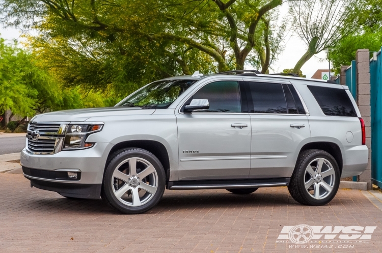 2017 Chevrolet Tahoe with 22" Black Rhino Haka in Silver Machined wheels