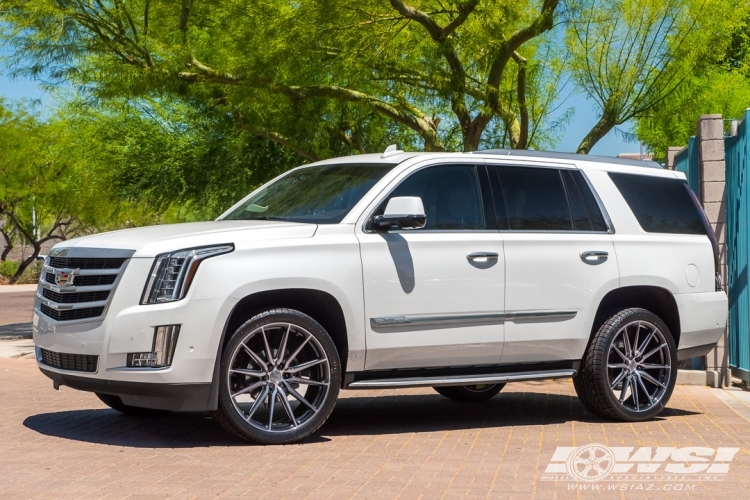 2018 Cadillac Escalade with 24" Vossen HF6-1 in Gloss Black Machined (Smoke Tint) wheels