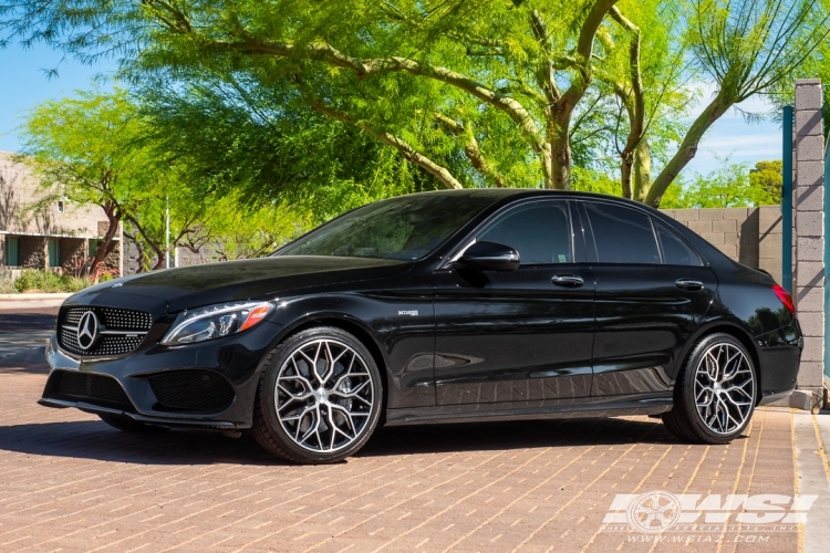 2017 Mercedes-Benz C-Class with 19" Vossen HF-2 in Brushed Gloss Black wheels