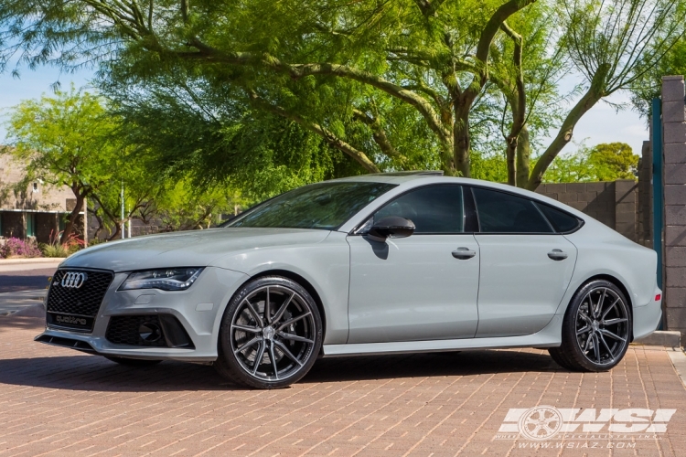 2014 Audi RS7 with 21" Vossen HF-3 in Gloss Black Machined (Smoke Tint) wheels