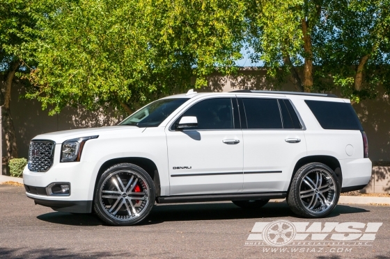 2019 GMC Yukon with 24" Avenue A607 in Gloss Black Machined (Machined Lip & Groove) wheels