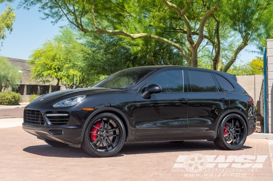 2013 Porsche Cayenne with 22" Savini Forged SV40S in Brushed Black (Chrome Lip) wheels