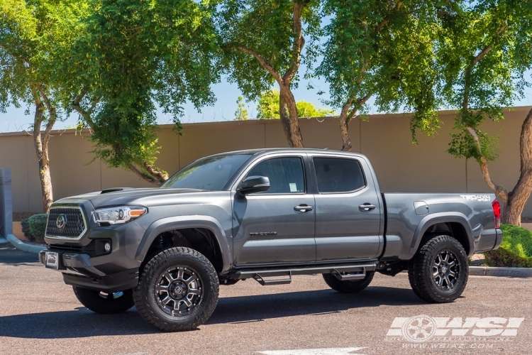 2019 Toyota Tacoma with 18" Black Rhino Sierra in Gloss Black (Milled Accents) wheels