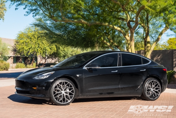 2018 Tesla Model 3 with 20" Vossen HF-2 in Brushed Gloss Black wheels