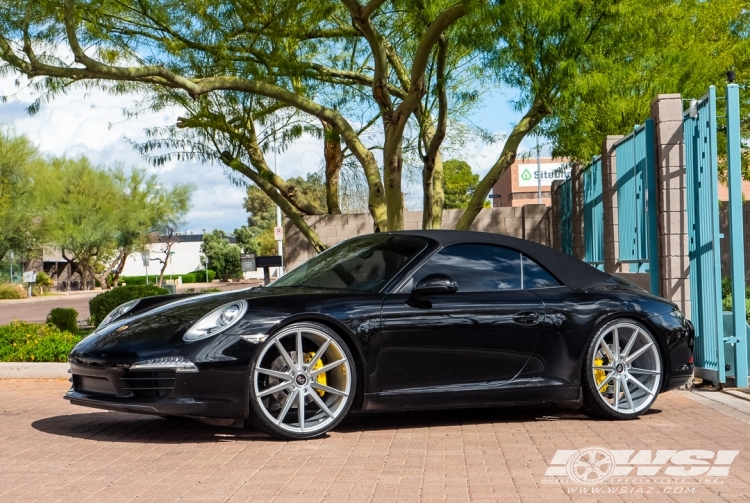 2013 Porsche 911 with 22" Koko Kuture Le Mans in Silver Machined wheels