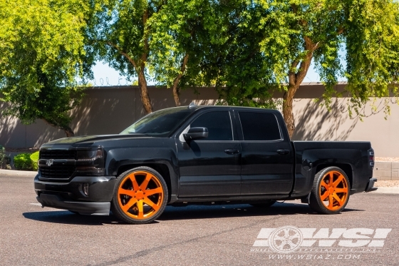 2018 Chevrolet Silverado 1500 with 24" Black Rhino Mozambique (RF) in Gloss Black Milled wheels