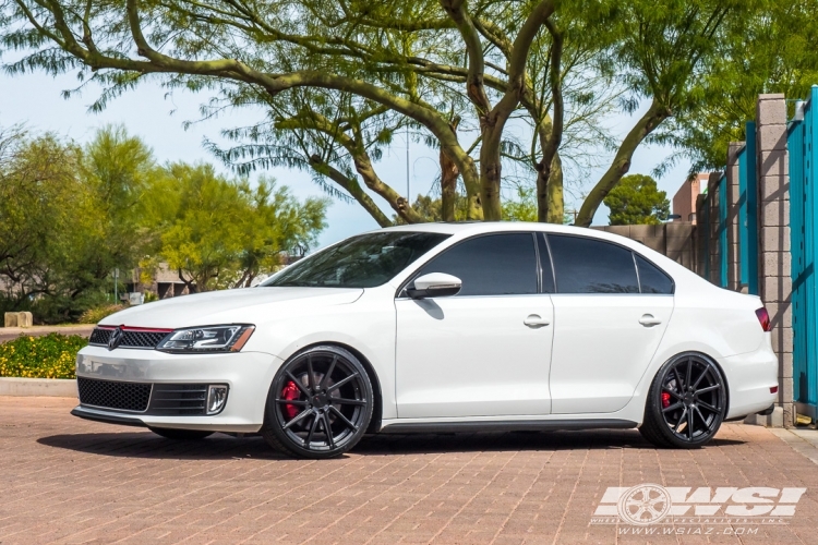 2014 Volkswagen Jetta with 19" TSW Watkins (RF) in Matte Black (Gloss Black Face - Directional) wheels