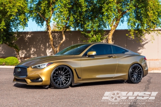 2019 Infiniti Q60 with 20" Vossen VFS-2 in Satin Black (Custom Finish) wheels