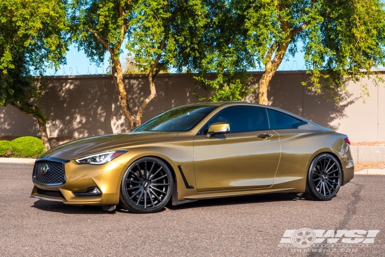 2019 Infiniti Q60 with 20" Vossen VFS-2 in Satin Black (Custom Finish) wheels