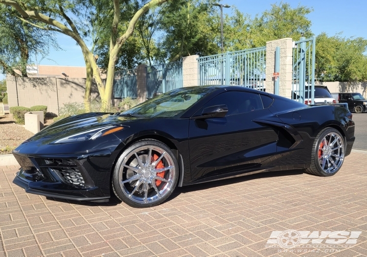 2021 Chevrolet Corvette with 20" Vossen HF-3 in Gloss Black (Custom Finish) wheels