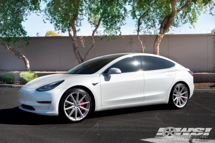 2020 Tesla Model 3 with 20" Vossen VFS-10 in Silver Metallic wheels