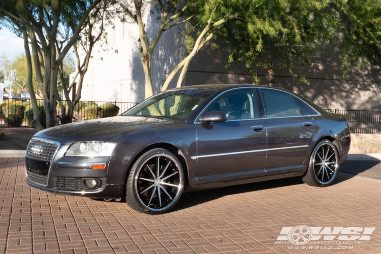 2007 Audi A8 with 22" Ferrada FR4 in Gloss Black Machined (Chrome Lip) wheels