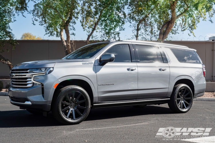 2021 Chevrolet Suburban with 22" DUB Shot Calla in Matte Black wheels