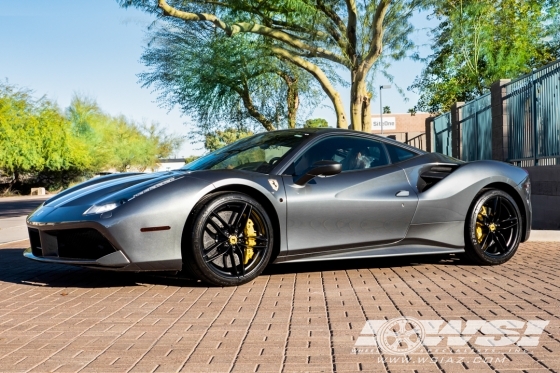 2019 Ferrari 488 with 20" Powder Coating Ferrari 488 GTB in Satin Black wheels