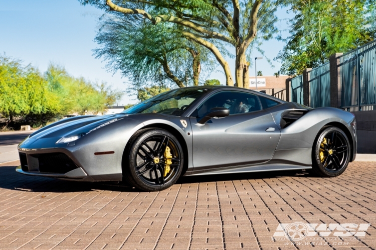 2019 Ferrari 488 with 20" Powder Coating Ferrari 488 GTB in Satin Black wheels