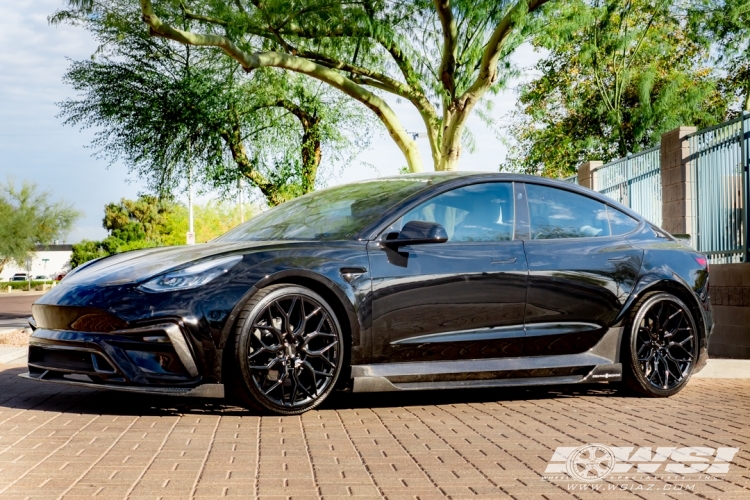 2019 Tesla Model 3 with 21" Vossen HF-2 in Gloss Black (Custom Finish) wheels