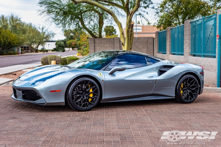 2017 Ferrari 488 with 20" Vossen HF-2 in Gloss Black (Custom Finish) wheels